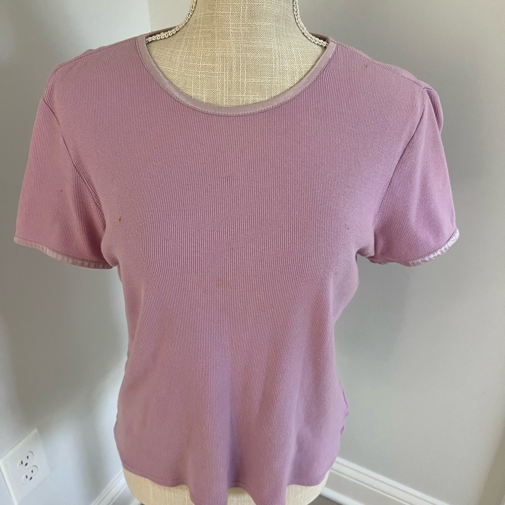 Liz Claiborne size medium women’s shirt, short sleeve, lilac purple